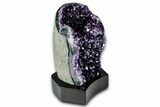 Deep Purple Amethyst Geode With Wood Base - Uruguay #342786-2